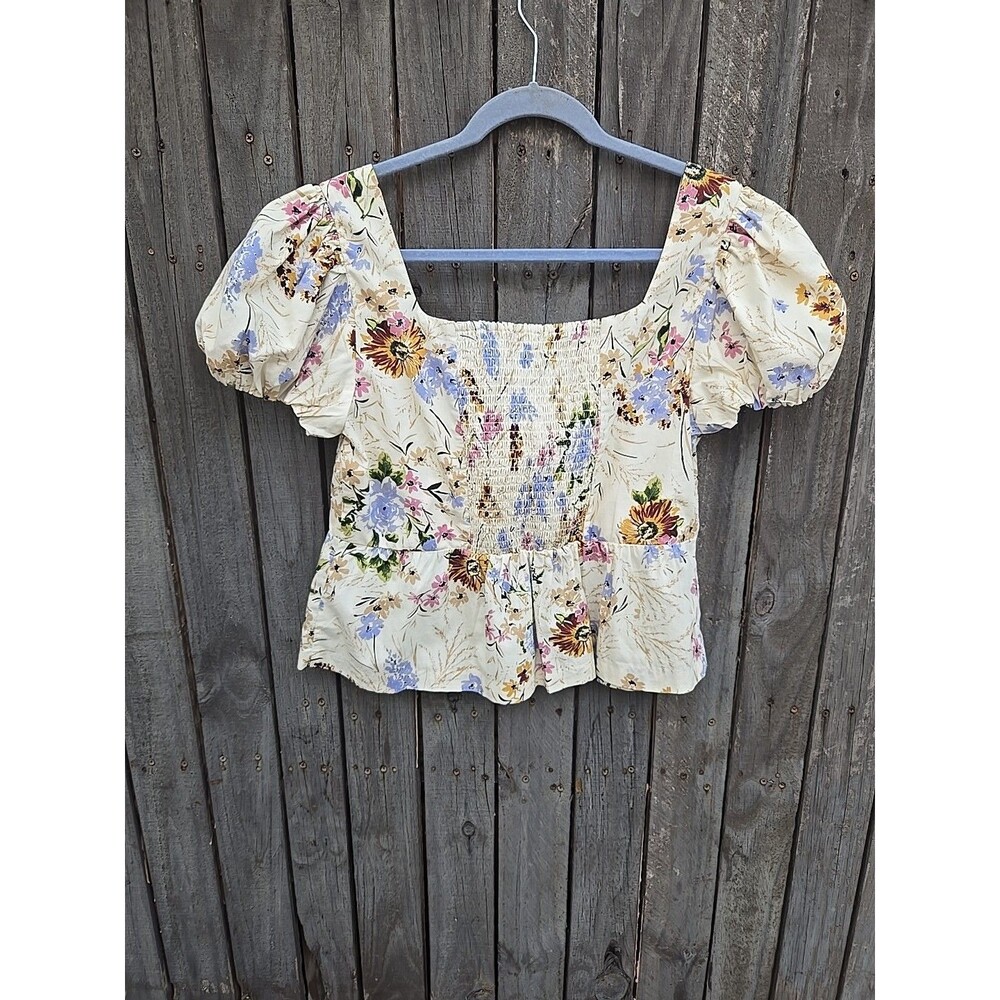 by Anthropologie Floral Corset Smocked Back Size Medium - Picture 5 of 11